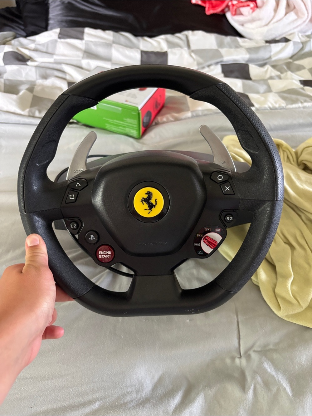 Ferrari Black Steering Wheel with Yellow Prancing Horse Center
